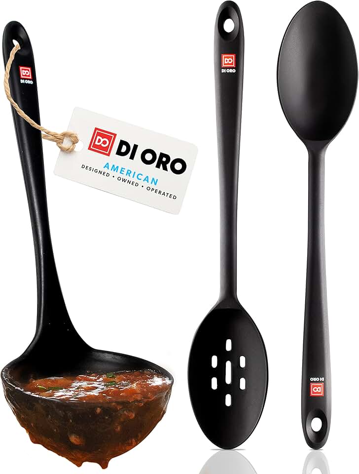 Silicone Ladle and Spoon Set for Cooking