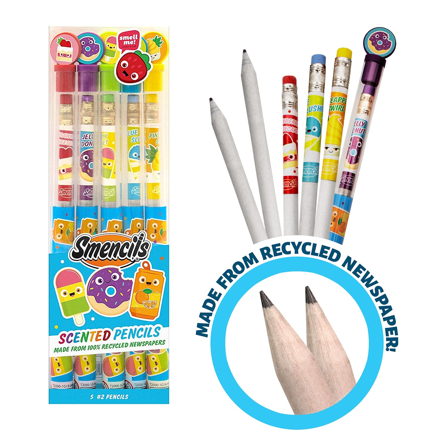 Set of 5 scented HB #2 graphite pencils