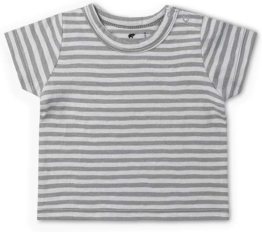Kids Short Sleeve Crewneck T-Shirt, Size 10, Light Grey Stripe