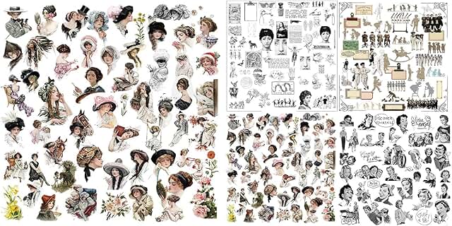 Set of 5 Junk Journal and Scrapbooking Translucent Stickers