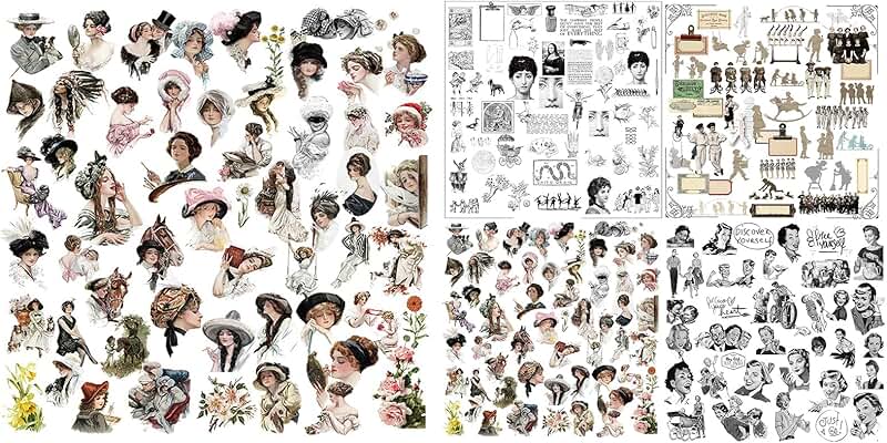 Set of 5 Junk Journal and Scrapbooking Translucent Stickers