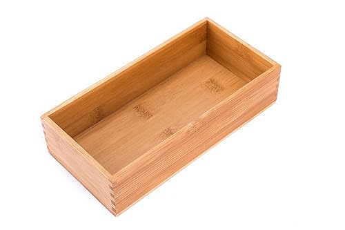 Bamboo Office and Makeup Organizer Box 8x4 inches