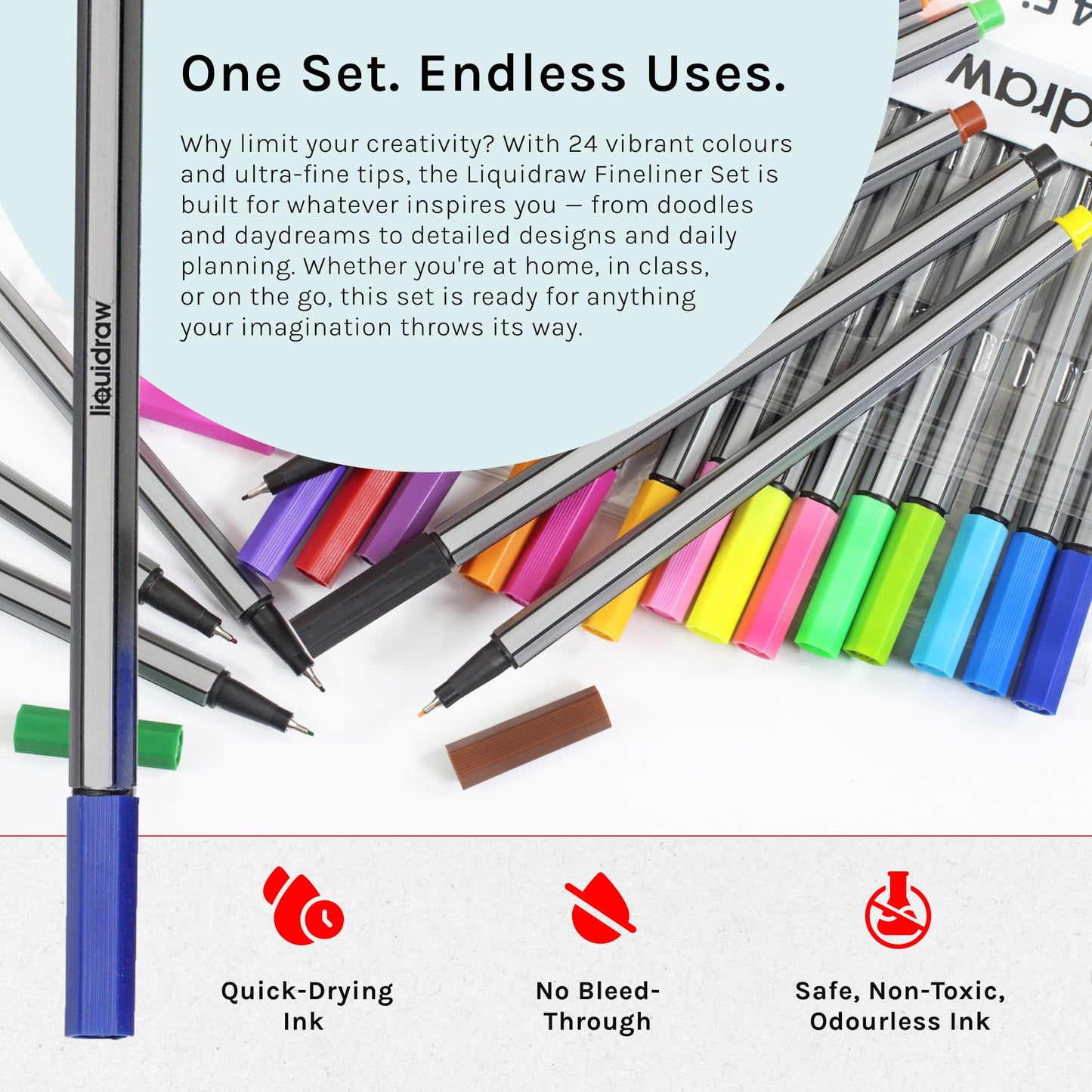 Set of 24 Fine Point Colored Pens for Journals and Art