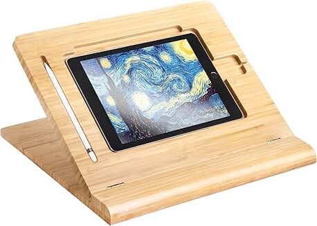 Adjustable Foldable Bamboo Tablet Stand for Multiple Devices