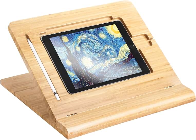 Adjustable Foldable Bamboo Tablet Stand for Multiple Devices