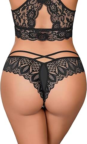 Rhinestone Lace Cheeky Briefs for Women