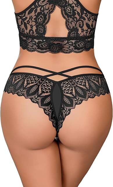 Rhinestone Lace Cheeky Briefs for Women