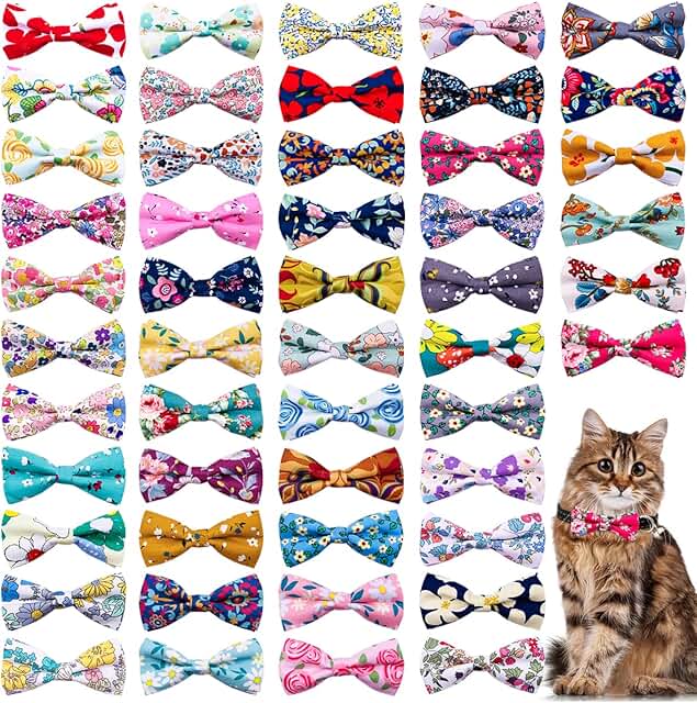 Wholesale 50pcs Floral Dog Collar Bow Ties