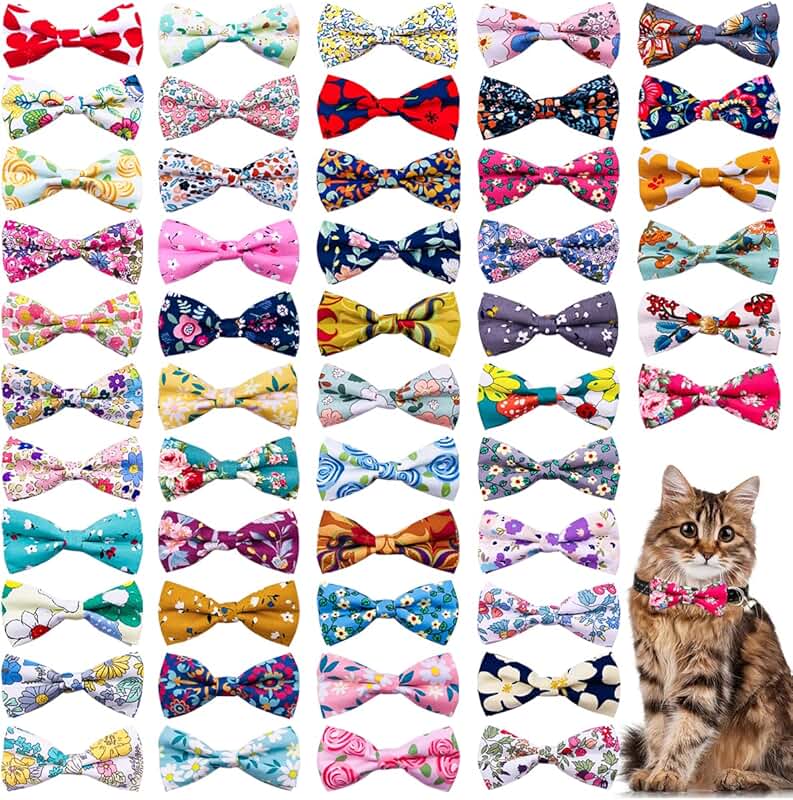 Wholesale 50pcs Floral Dog Collar Bow Ties