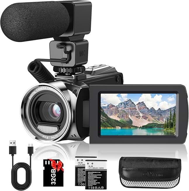 Full HD 1080P Video Camera with 36MP, 3-Inch Screen
