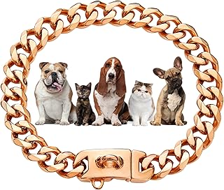 Rose Gold 19mm Cuban Link Dog Collar with Snap Buckle