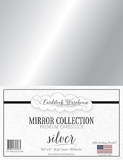 Mirror Silver Cardstock, 8.5 x 11", 12 Pt, 10 Sheets