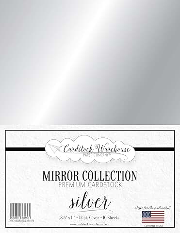 Mirror Silver Cardstock, 8.5 x 11", 12 Pt, 10 Sheets