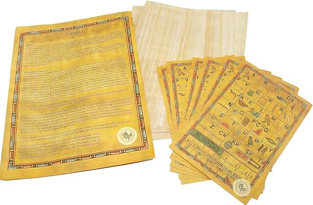 Set of 25 Egyptian Papyrus Sheets for Art and History