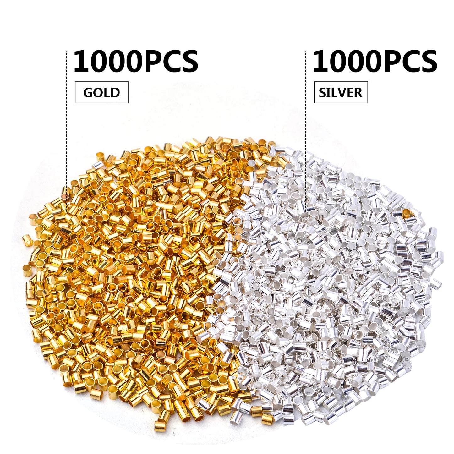2mm Tube Crimp Beads for Jewelry Making and DIY Accessories