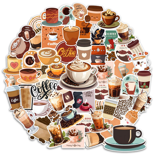 50 Unique Waterproof Coffee Stickers for Laptops and More