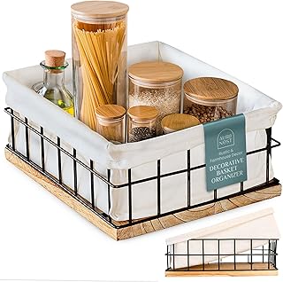 Large black metal basket for organizing toiletries and home decor