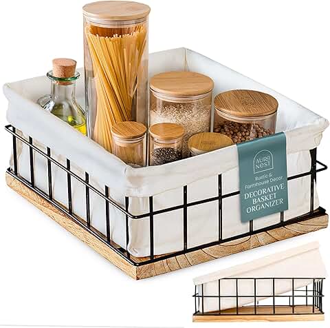 Large black metal basket for organizing toiletries and home decor