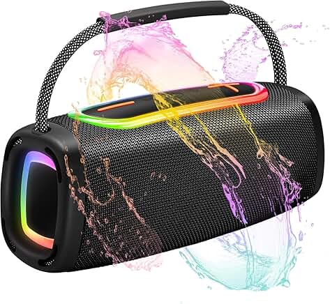 Portable Bluetooth Speaker with 24W Stereo Sound and Lights