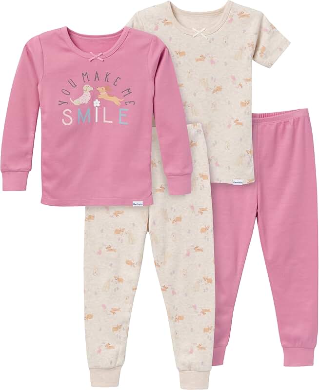 Baby Girls' 4-Piece Snug Fit Pajama Set