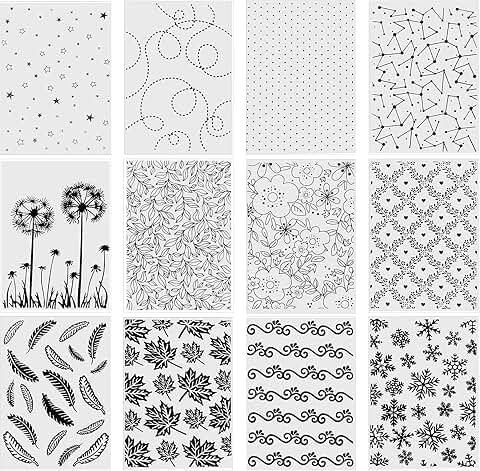 12 Embossing Folders for Card Making and Crafting