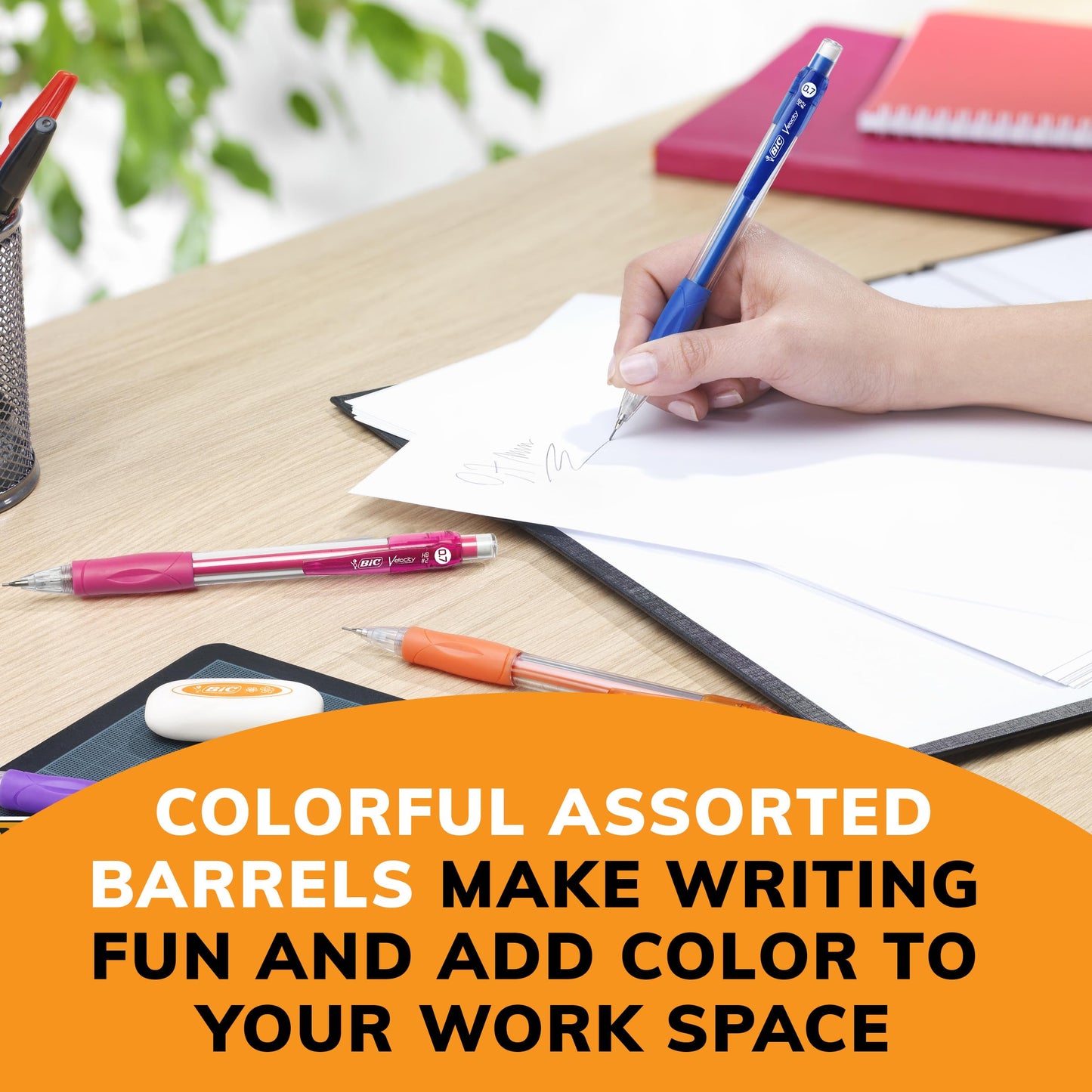 Colorful Barrel Mechanical Pencils with Eraser and Lead Refills