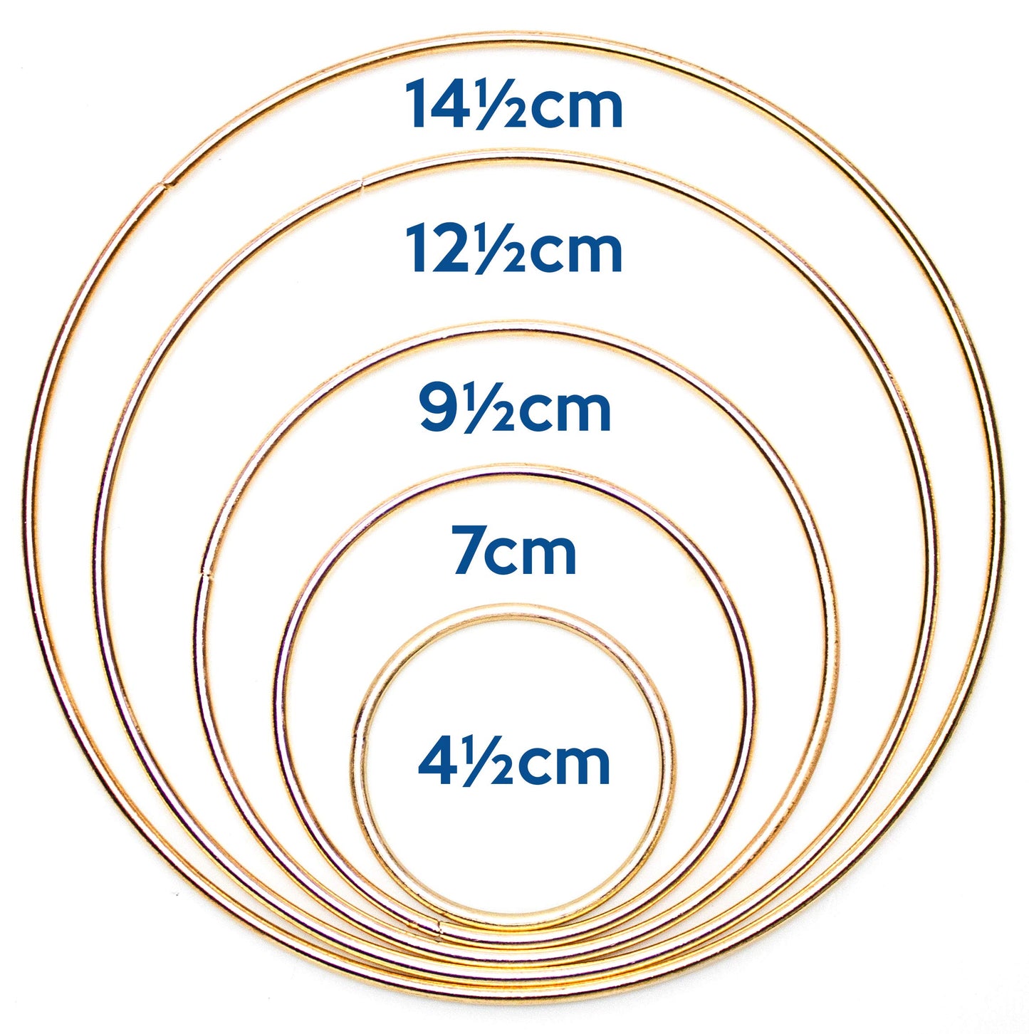 Gold Metal Hoop Rings Set of 15 in Various Sizes
