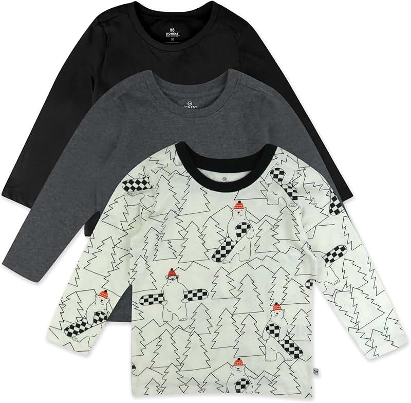 Three Organic Cotton Long Sleeve T-Shirts for Toddlers