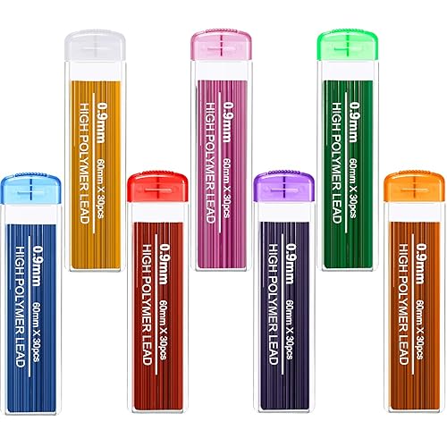 210 colorful 0.9mm mechanical pencil refills, 7 colors