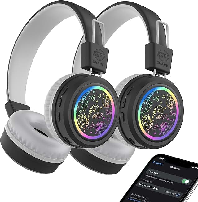 Kids Bluetooth Headphones with LED Lights and 85dB Limit