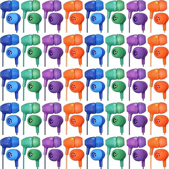 200 Pack Wired Earbuds in Assorted Colors