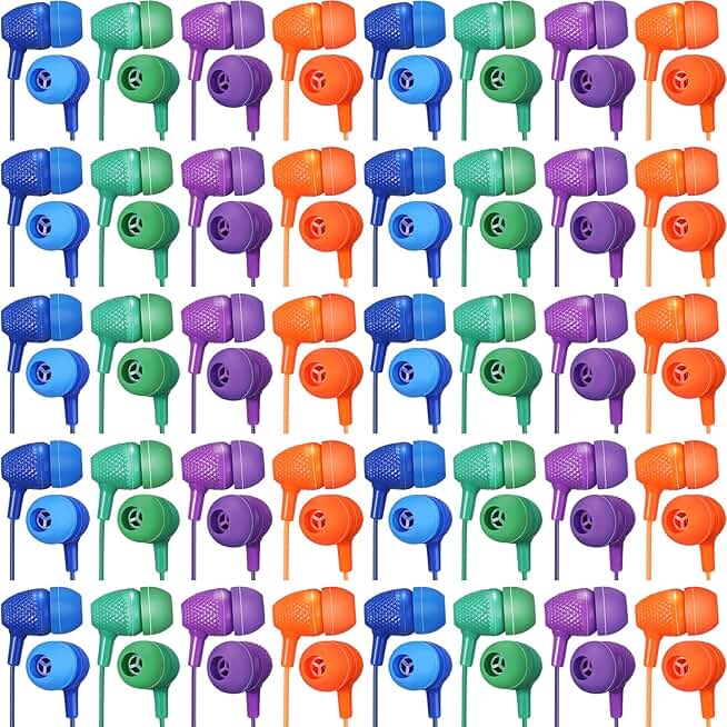 200 Pack Wired Earbuds in Assorted Colors