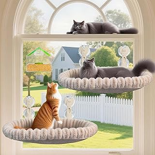2-Pack Cat Window Perch and Hammock with Free Bird Feeder