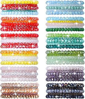 Set of 60 Colorful Crystal Beaded Bracelets for Women