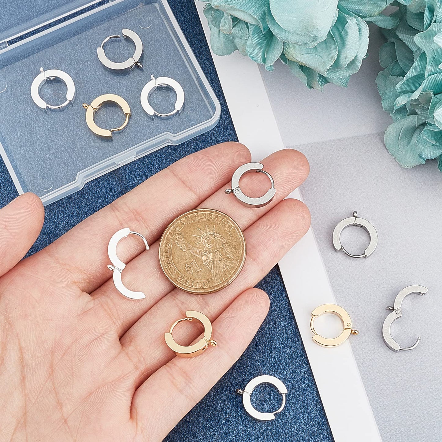 12pcs Stainless Steel Huggie Hoop Earrings for DIY Jewelry