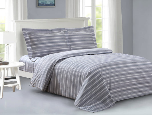 French Sky Blue Pattern, Ultra Soft 200 Thread Count Cotton Percale, Blue, Full, 6 Piece Duvet Set, Bedding Duvet Cover Set for Two Beds