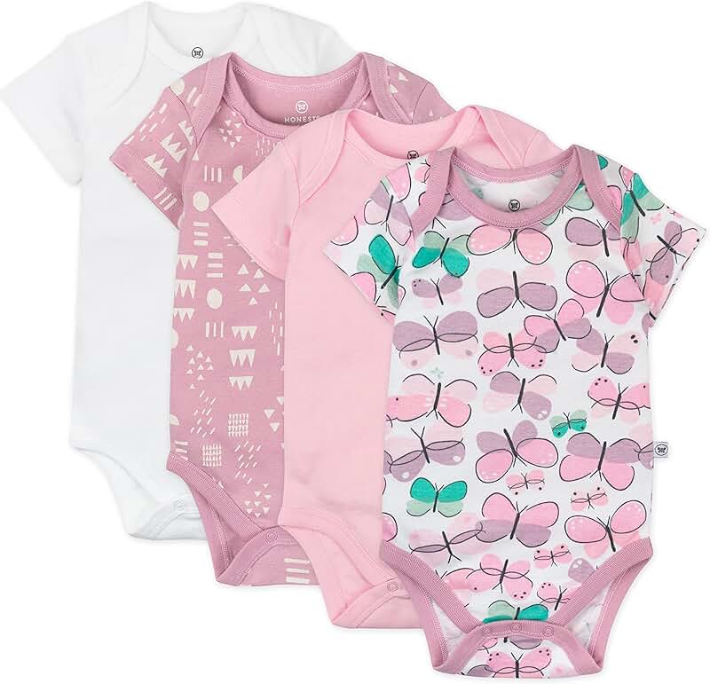 Set of four organic cotton baby bodysuits