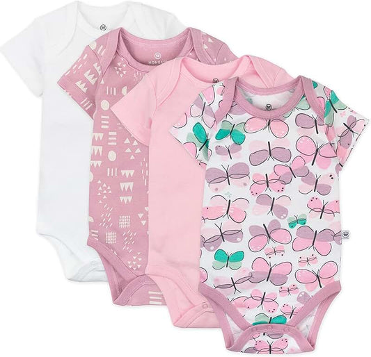 Set of four organic cotton baby bodysuits