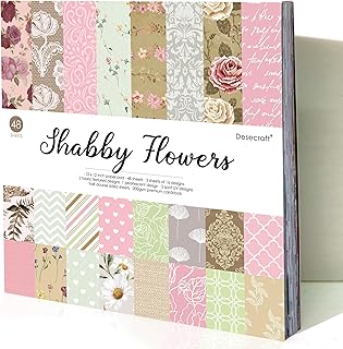 48 Sheets of 12x12 Vintage Shabby Flower Scrapbook Paper