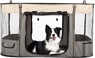 Dog Playpen 43x34x23 Inch with Mesh Windows and Doors