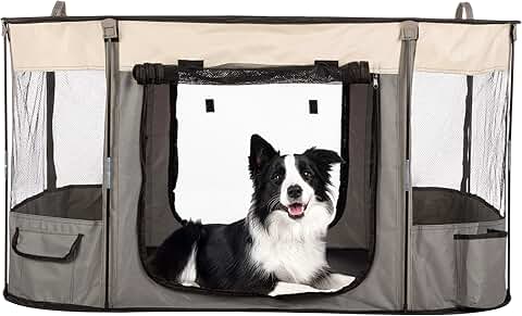 Dog Playpen 43x34x23 Inch with Mesh Windows and Doors