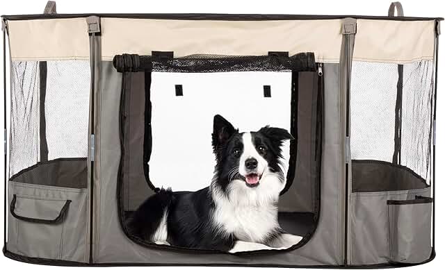 Dog Playpen 43x34x23 Inch with Mesh Windows and Doors