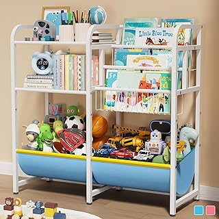 3-in-1 Kids Bookshelf and Toy Organizer in Light Blue