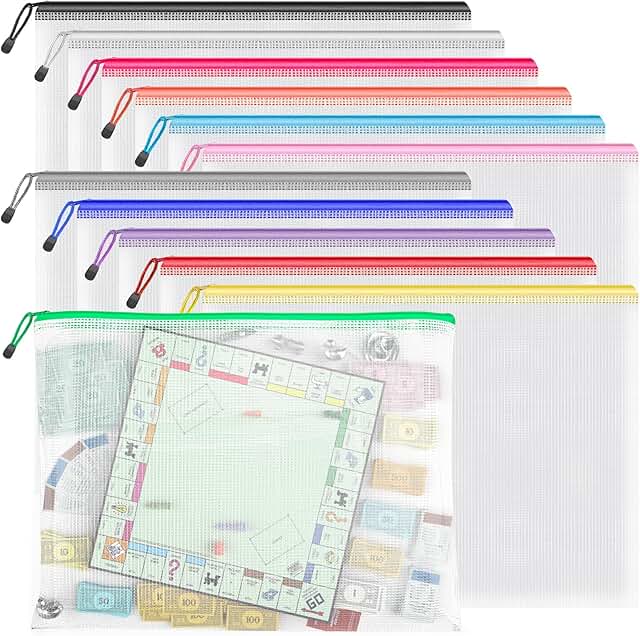 Large Waterproof Zipper Bags for Storage, 12 Pack