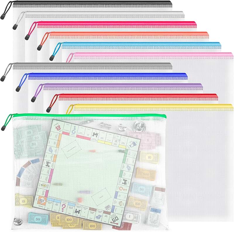 Large Waterproof Zipper Bags for Storage, 12 Pack