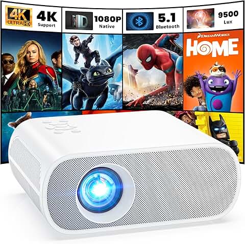 Portable 1080P Full HD Bluetooth Projector with Speaker