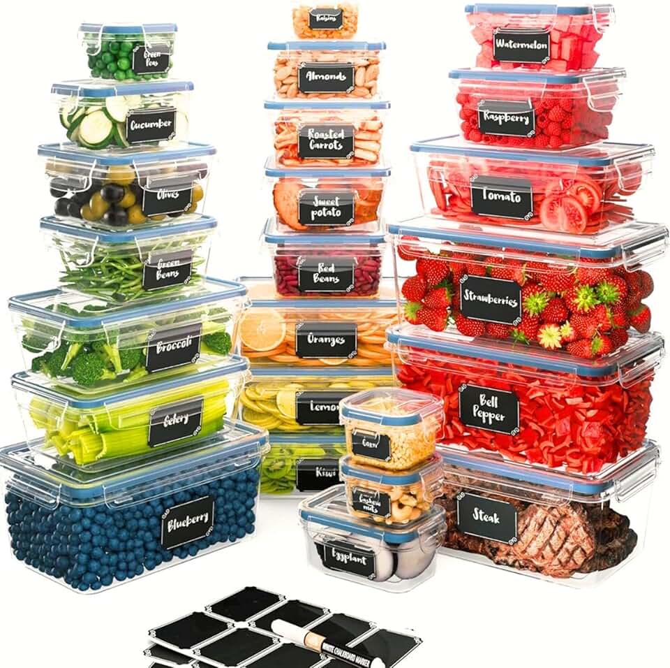 48-piece BPA-free plastic food storage containers set