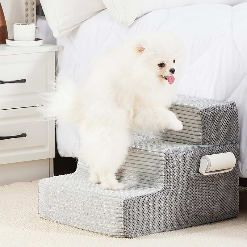Dog stairs for bed, 3 steps, non-slip, portable