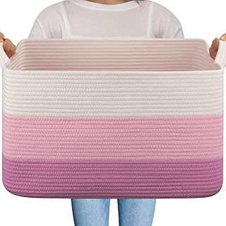 Large Cotton Rope Storage Basket for Toys and Blankets