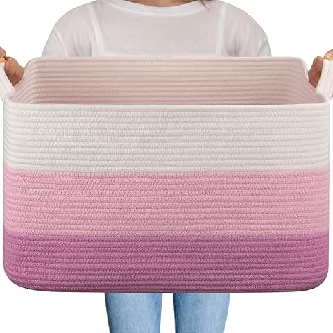 Large Cotton Rope Storage Basket for Toys and Blankets